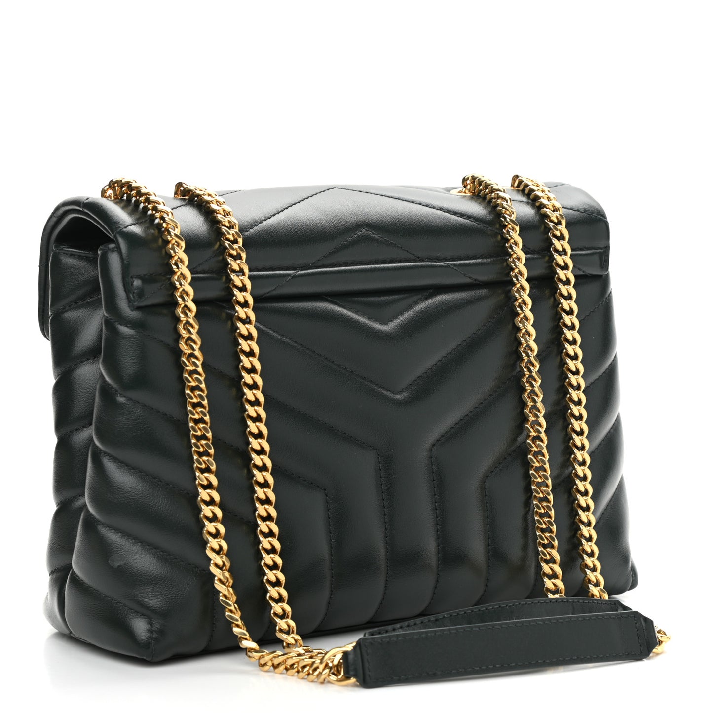 Calfskin Y Quilted Monogram Small Loulou Chain Satchel Dark Mint