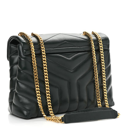 Saint Laurent Calfskin Y Quilted Monogram Small Loulou Chain Satchel Dark Mint 3 of 12
