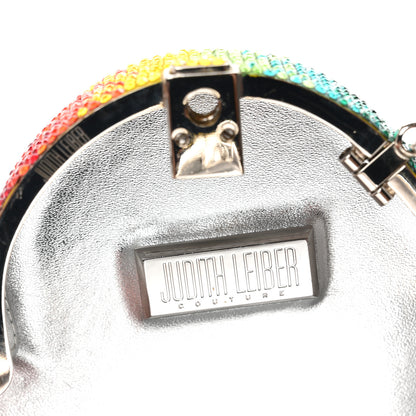 Judith Leiber Crystal Rainbow Heart Minaudiere Clutch Silver Multicolor 6 of 10
