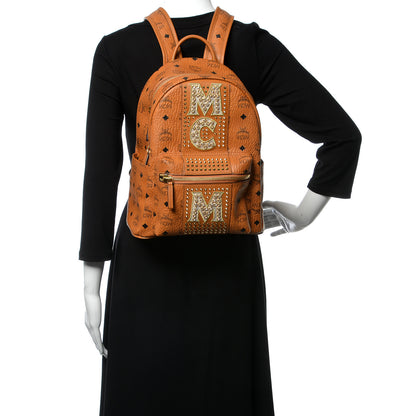 MCM Visetos Studded Stark Stripe Backpack Cognac 2 of 9