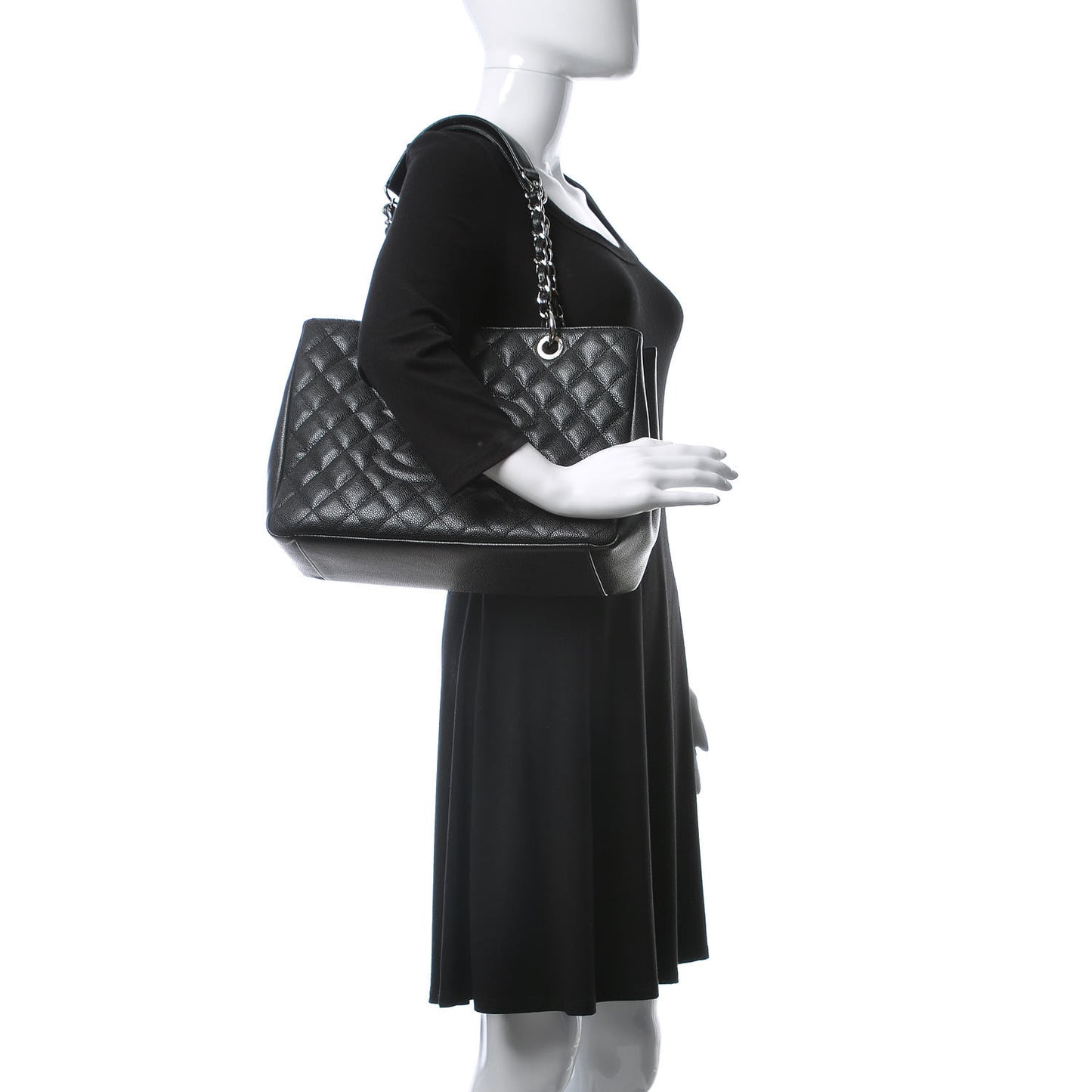 Caviar Quilted Grand Shopping Tote GST Black