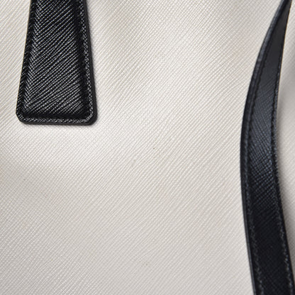 Prada Saffiano Lux Colorblock Medium Galleria Double Zip Tote Black Talco 15 of 16
