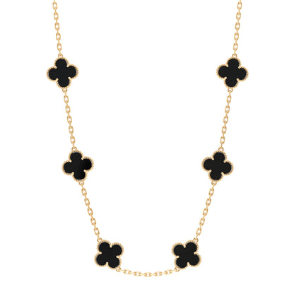 Van Cleef & Arpels 18K Yellow Gold Black Onyx 10 Motifs Vintage Alhambra Necklace 1 of 7