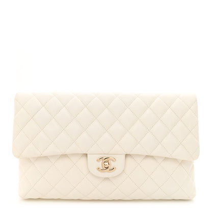 Chanel Caviar Quilted Flap Clutch White 1 of 11