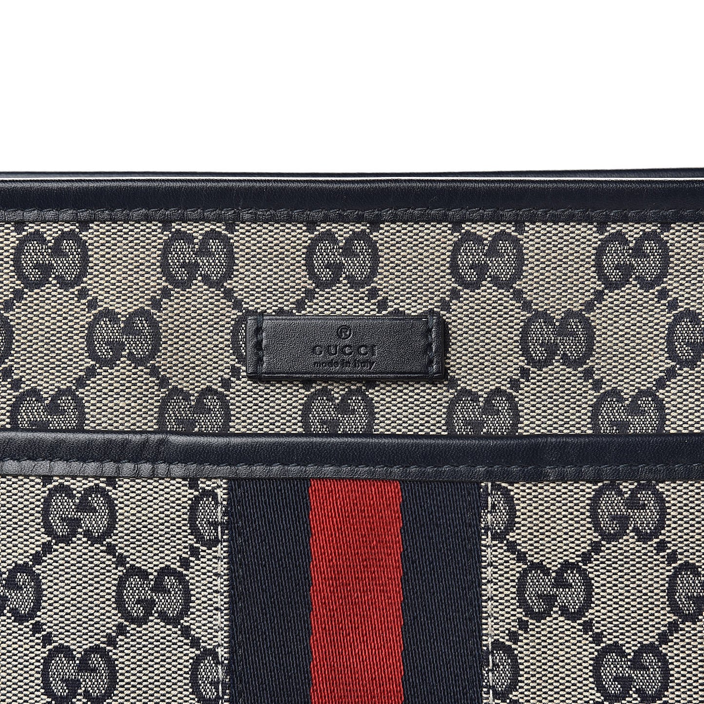 GG Supreme Monogram Web Flat Messenger Bag Navy