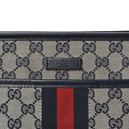 Gucci GG Supreme Monogram Web Flat Messenger Bag Navy 10 of 10