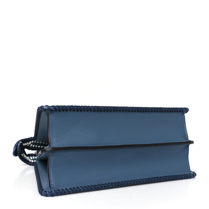 Fendi Vitello Grace Shiny Nappa Helix Woven Small Peekaboo I SEE U Satchel Mirto Dark Blue White Ice 4 of 8