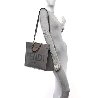 Fendi Vitello King Plexiglass Logo Embossed Medium Fendi Sunshine Shopper Tote Moon 2 of 9