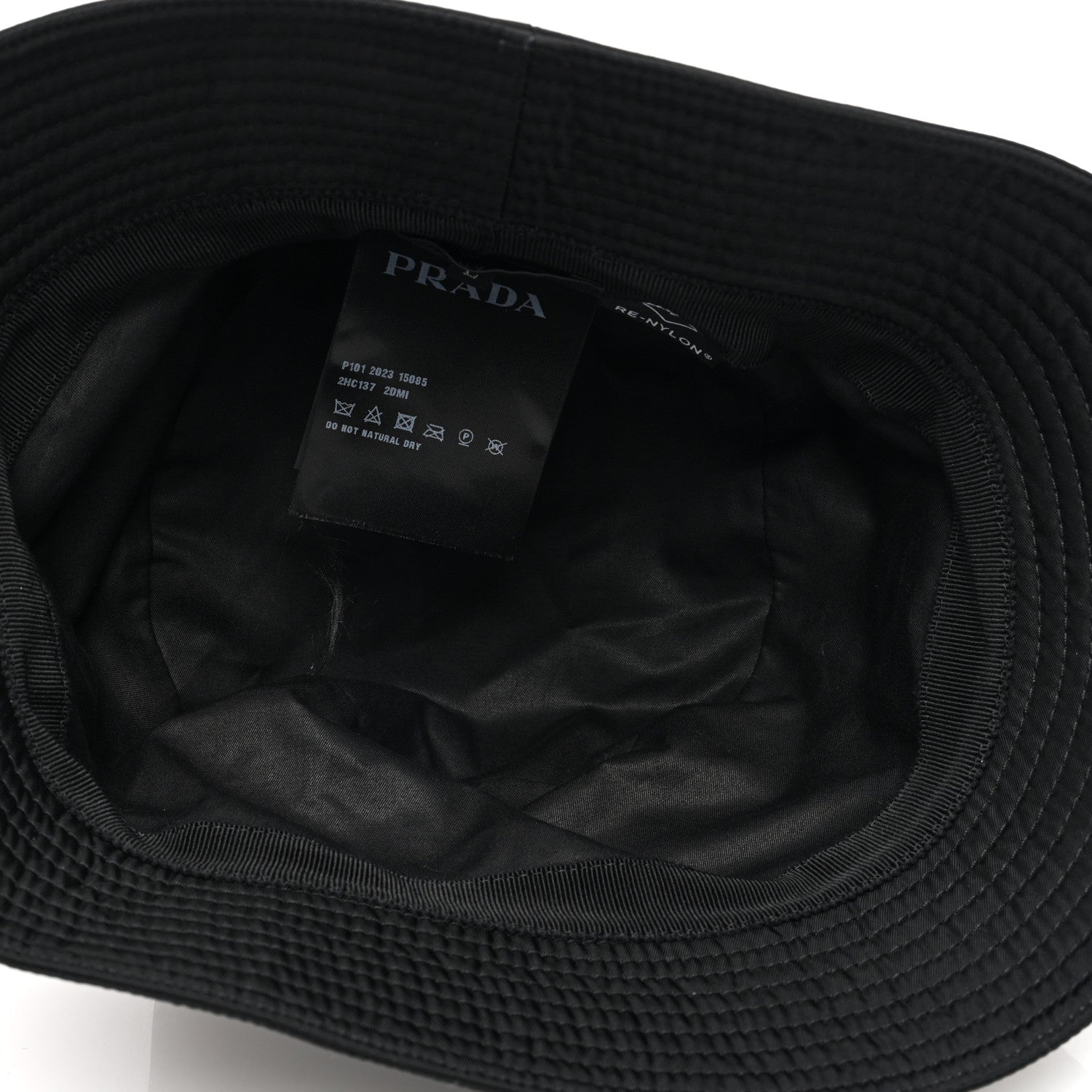 Prada Re-Nylon Metal Triangle Logo Mens Bucket Hat L Black 7 of 8