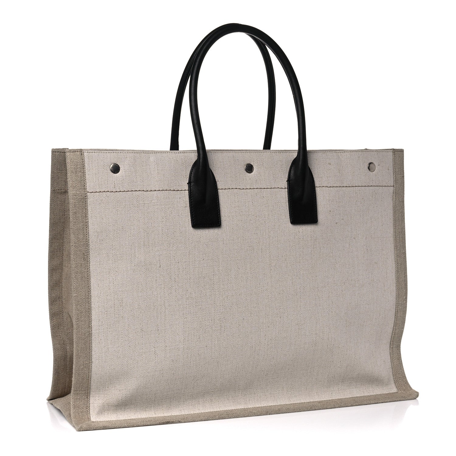 Saint Laurent Linen Calfskin Rive Gauche Tote Optic White 3 of 15