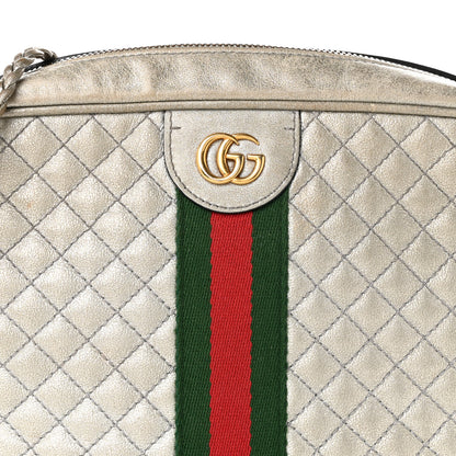 Gucci Laminated Nappa Web Trapuntata Mini GG Shoulder Bag Argento 8 of 11