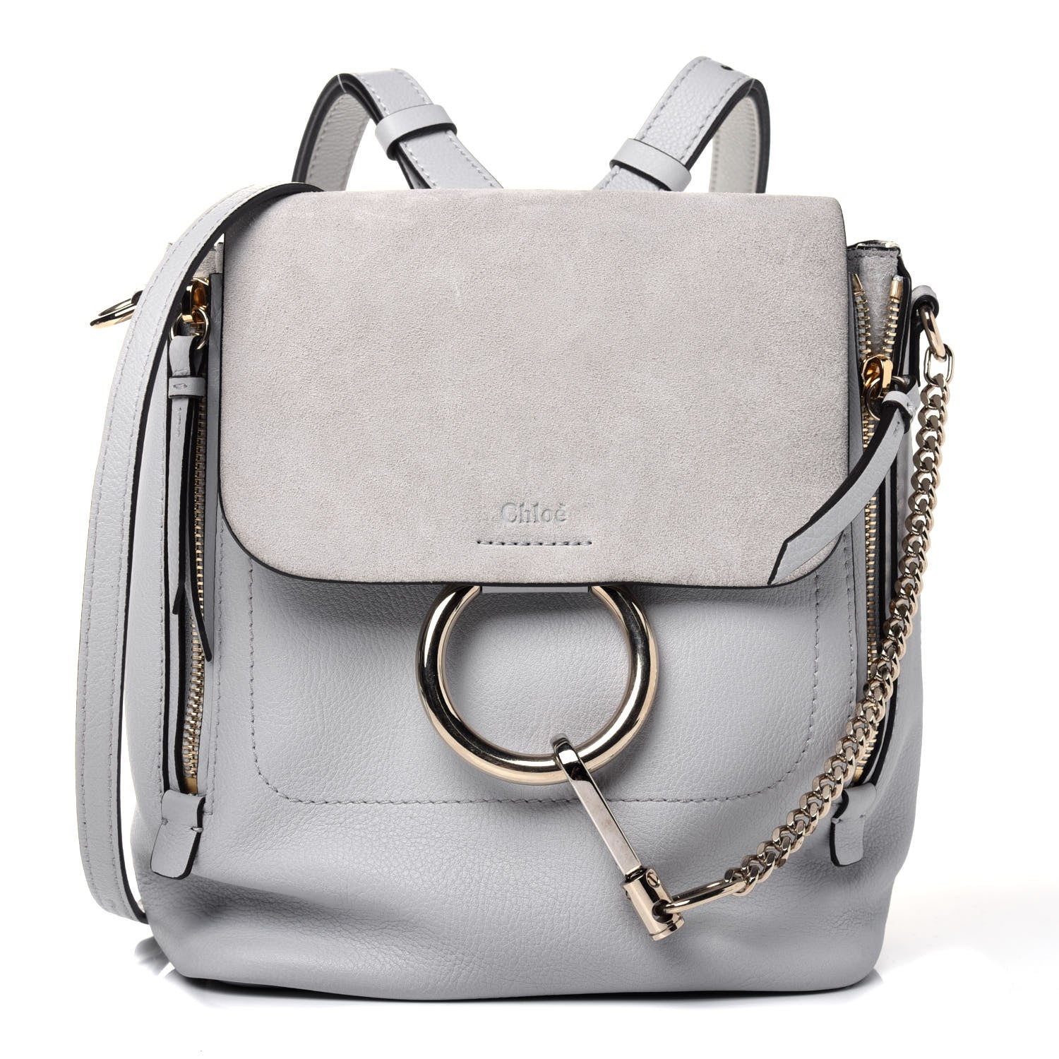Chloe Suede Calfskin Small Faye Backpack Airy Grey 1 of 14
