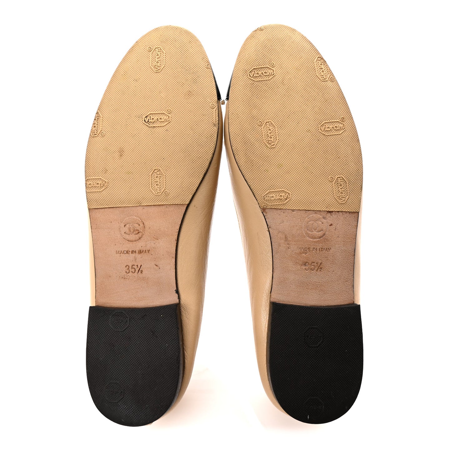 Lambskin Cap Toe CC Ballerina Flats 35.5 Beige Black