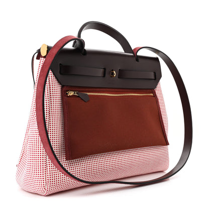 Hermes Criss Viking Vache Hunter Herbag Zip Retourne 31 PM Ecru Brique Anemone Rouge Sellier 4 of 15