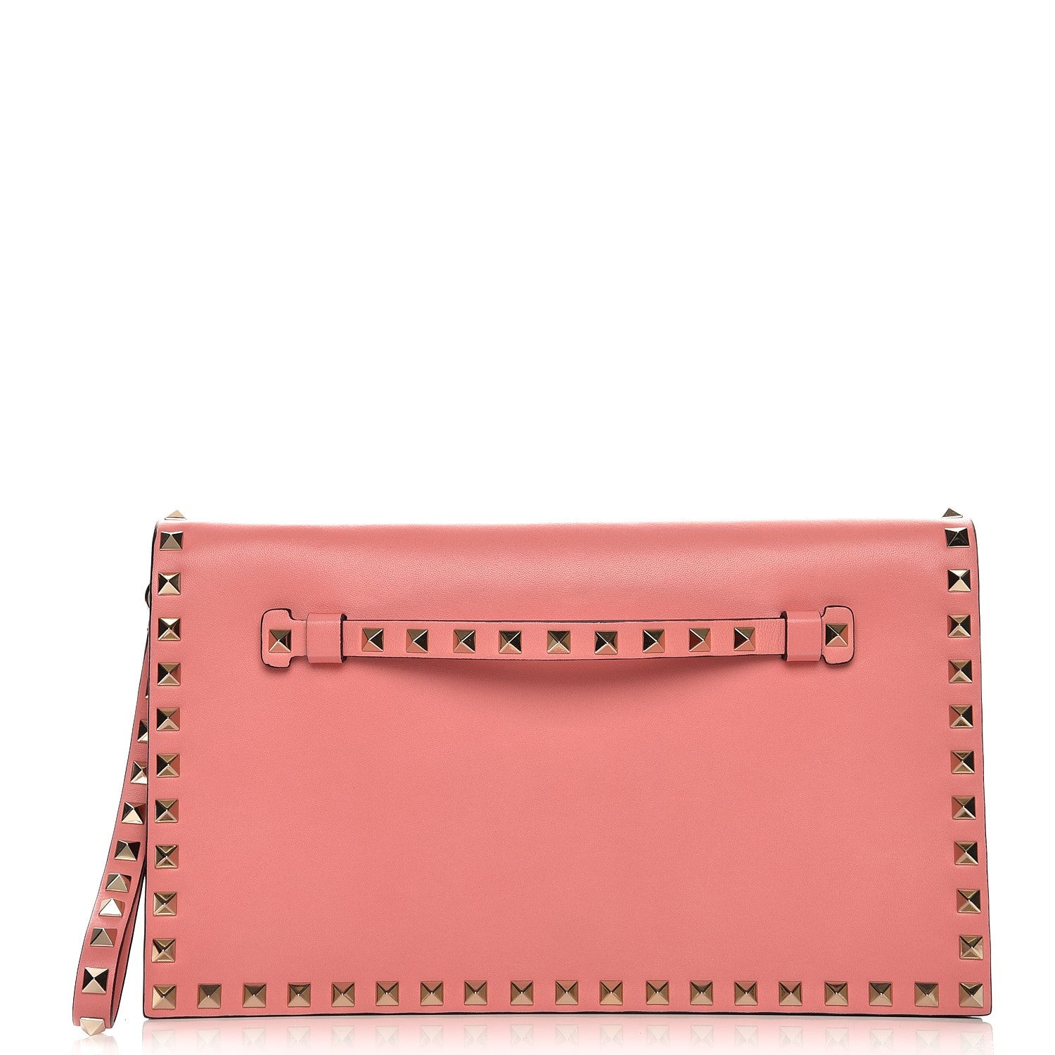 Valentino Garavani Nappa Rockstud Wristlet Clutch Paradise Rose 1 of 8