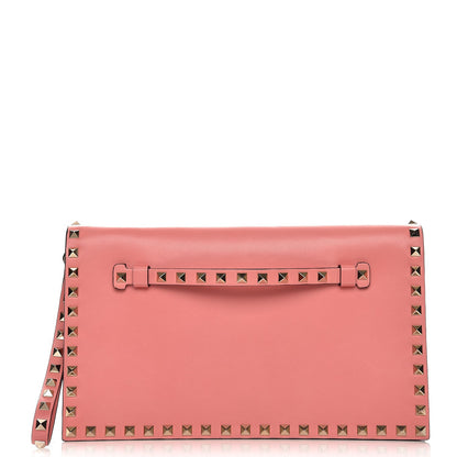 Valentino Garavani Nappa Rockstud Wristlet Clutch Paradise Rose 1 of 8