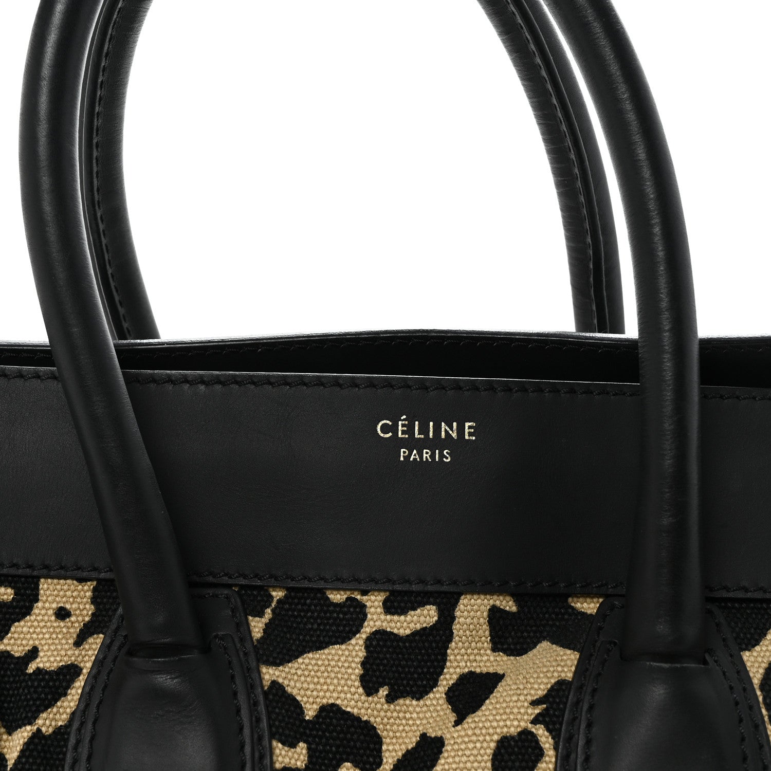 Celine Canvas Smooth Calfskin Leopard Print Mini Luggage Black 8 of 10