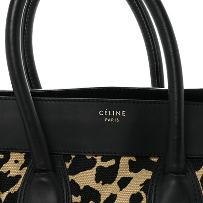 Celine Canvas Smooth Calfskin Leopard Print Mini Luggage Black 8 of 10