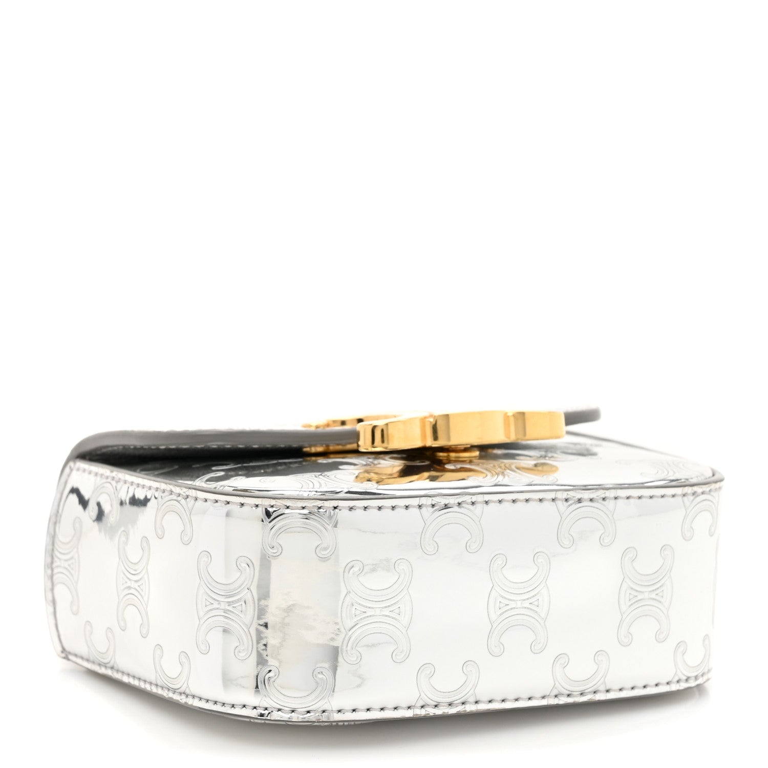 Celine Mirror Calfskin Triomphe Embossed Mini Claude Silver 4 of 11