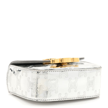 Celine Mirror Calfskin Triomphe Embossed Mini Claude Silver 4 of 11