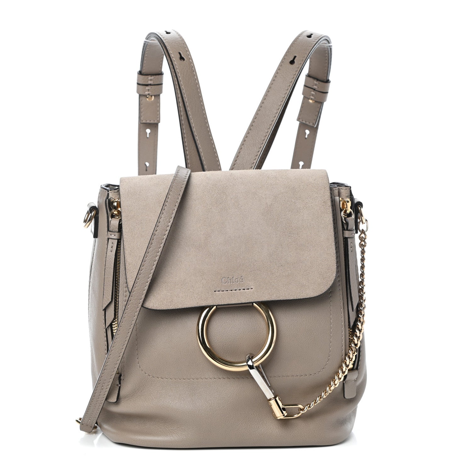 Chloe Suede Calfskin Small Faye Backpack Motty Grey 1 of 9