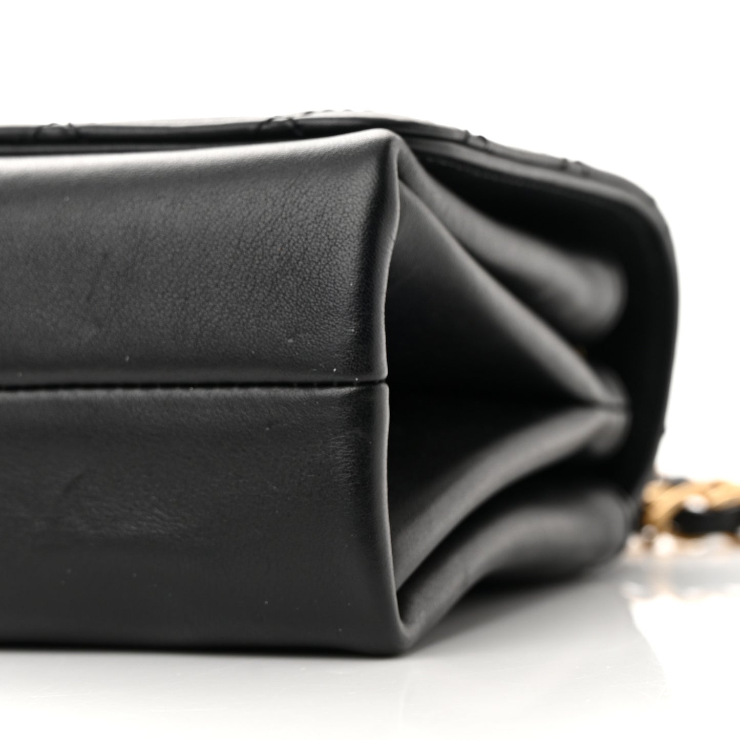 Calfskin Quilted Pearl Jewel Chain Flap Black