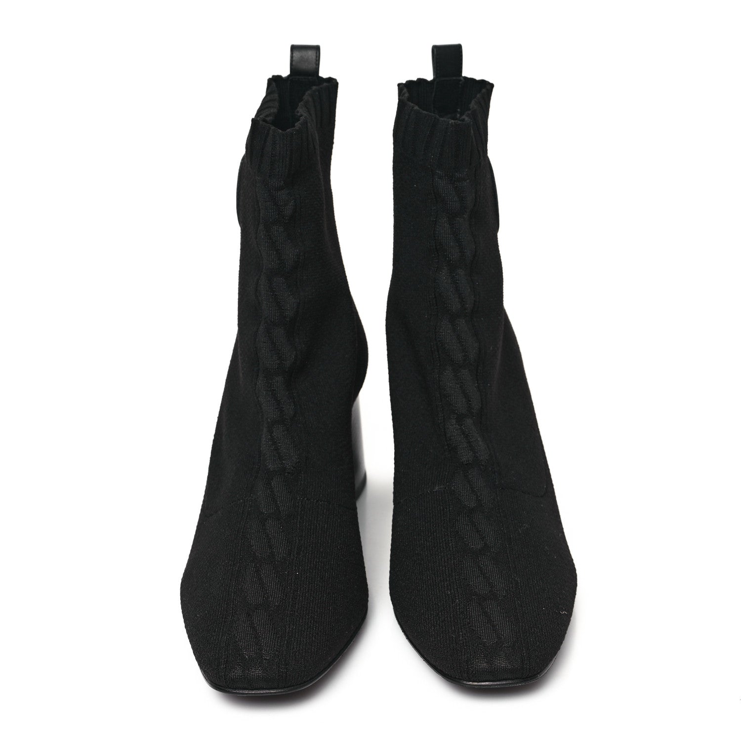 Hermes Knit Calfskin Jenna 60 Ankle Boots 41 Black 2 of 8