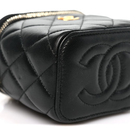 Chanel Lambskin Quilted Mini Pearl Crush Vanity Case With Chain Black 9 of 12