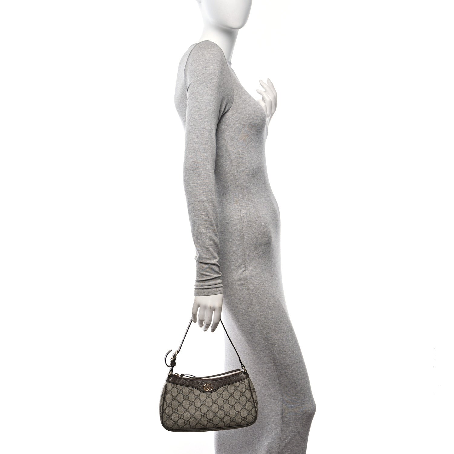 Gucci GG Supreme Monogram Textured Dollar Calfskin Small Ophidia Hobo Beige Ebony New Acero 2 of 10