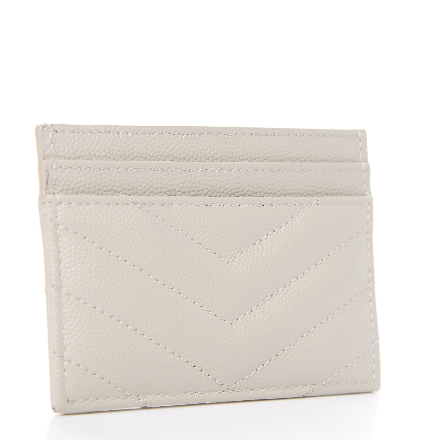 Saint Laurent Grain De Poudre Matelasse Chevron Monogram Credit Card Case Crema Soft 2 of 6