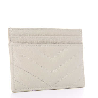 Saint Laurent Grain De Poudre Matelasse Chevron Monogram Credit Card Case Crema Soft 2 of 6