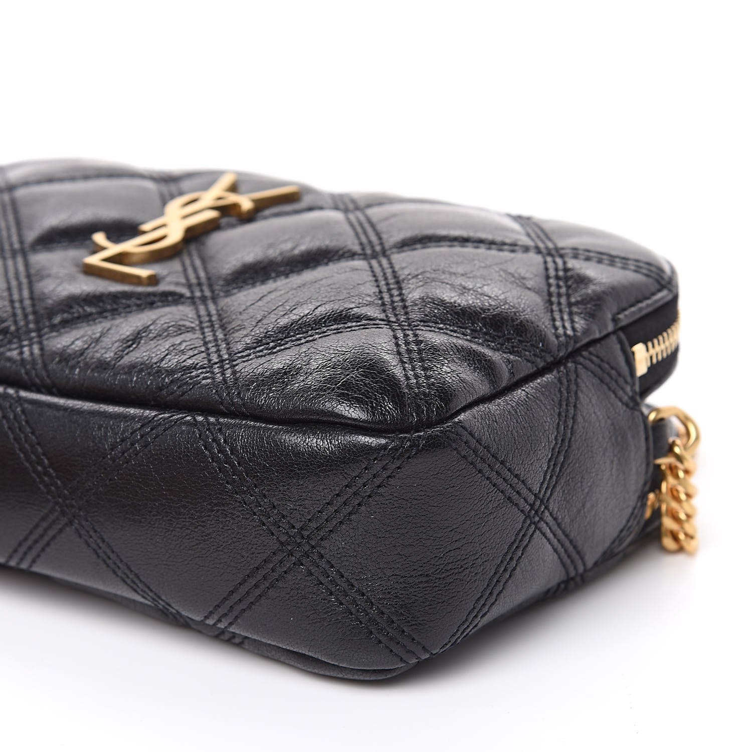 Saint Laurent Grained Lambskin Quilted Mini Becky Double Zip Bag Black 10 of 11
