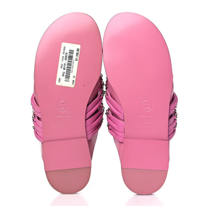Chanel Calfskin Chain CC Thong Flat Sandals 36 Pink 5 of 9
