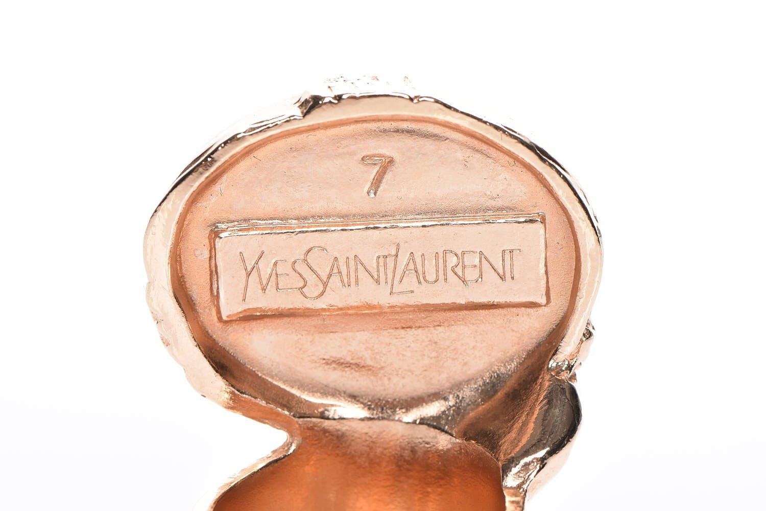Saint Laurent Glass Cabochon Arty Ovale Ring 7 Rose Gold Lapis 4 of 5