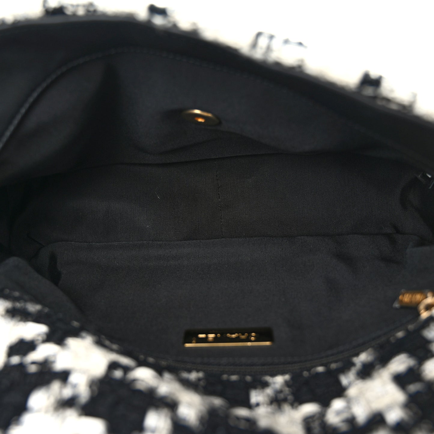 Tweed Quilted Large Chanel 19 Flap Black Ecru White