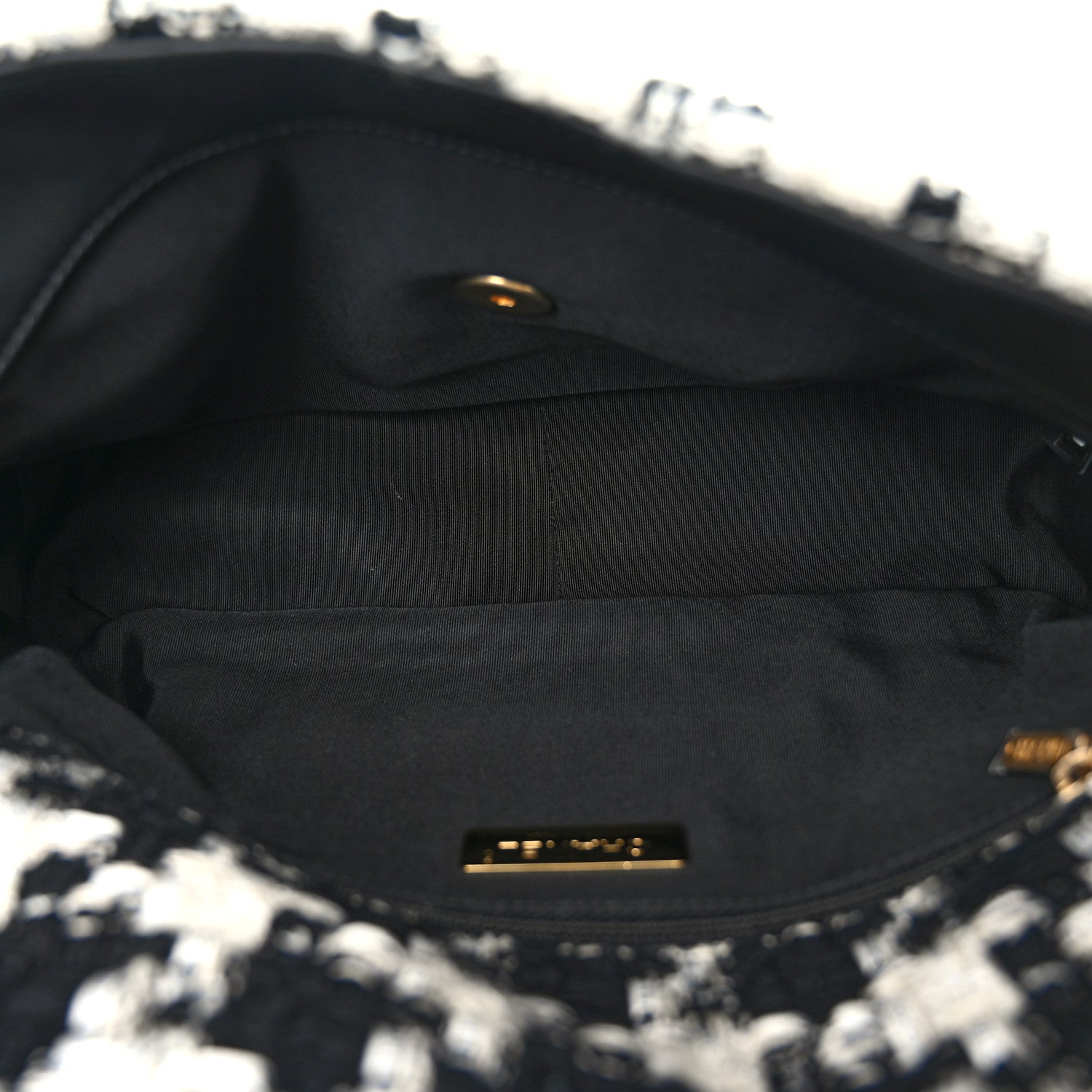 Chanel Tweed Quilted Large Chanel 19 Flap Black Ecru White 5 of 10