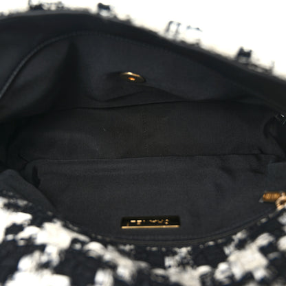 Chanel Tweed Quilted Large Chanel 19 Flap Black Ecru White 5 of 10