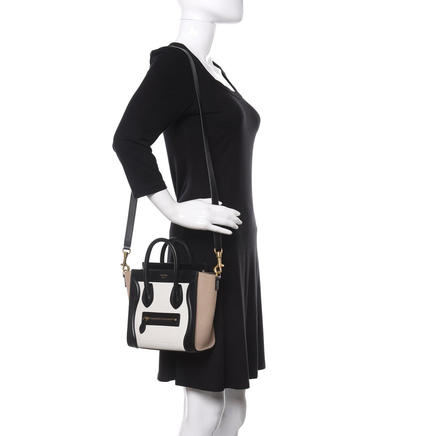 Smooth Drummed Calfskin Nano Tri-Color Luggage White