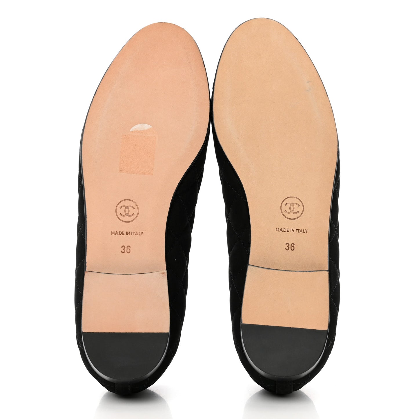 Suede Quilted Cap Toe CC Ballerina Flats 36 Black