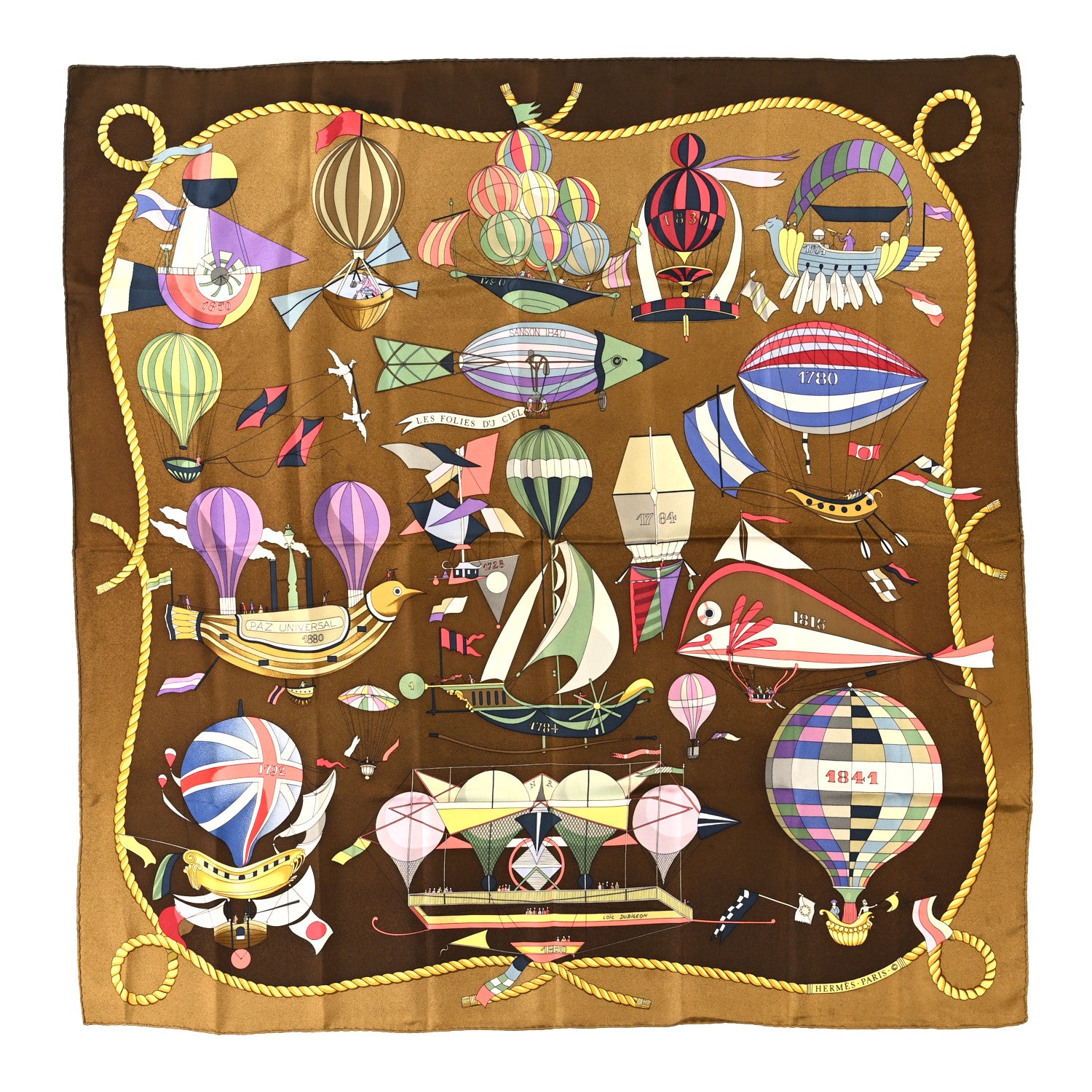 Hermes Silk Les Folies Du Ciel Double Face Scarf 90 1 of 3