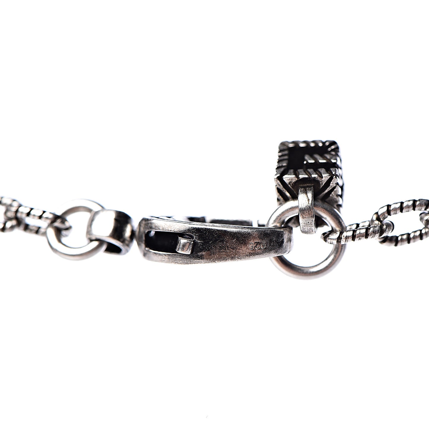 Sterling Silver Quartz Square G Cross Pendant Necklace