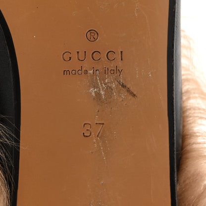 Gucci Malaga Kid Fur Crystal Bow Embroidered Womens Princetown Slippers 37 Black 7 of 7