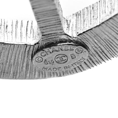 Chanel Swarovski Baguette Crystal CC Shield Brooch Silver 4 of 4