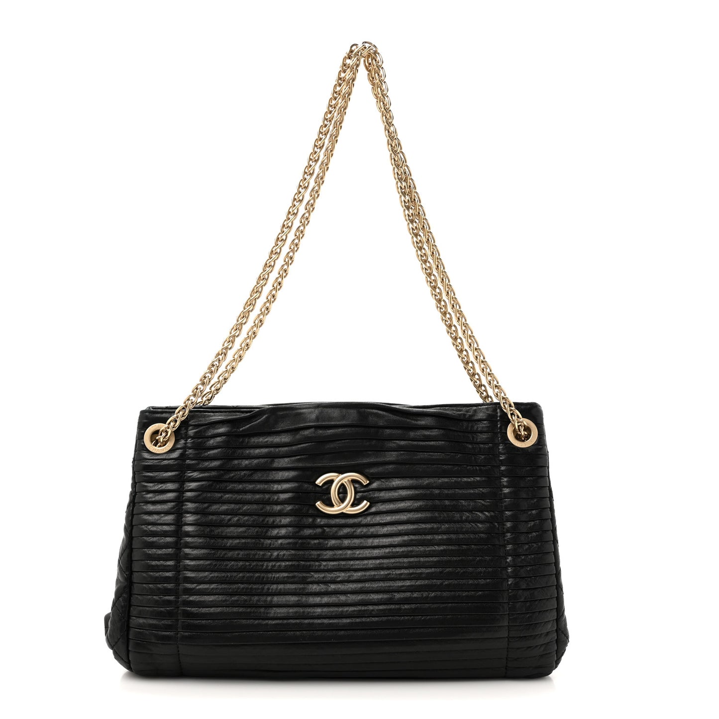 Lambskin Pleated Shoulder Bag Black