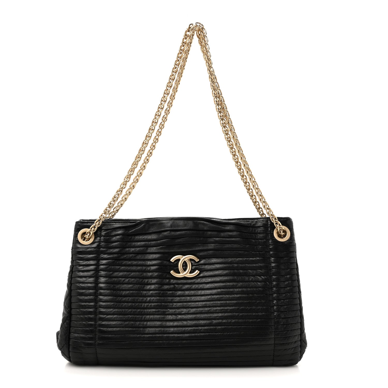 Chanel Lambskin Pleated Shoulder Bag Black 1 of 12