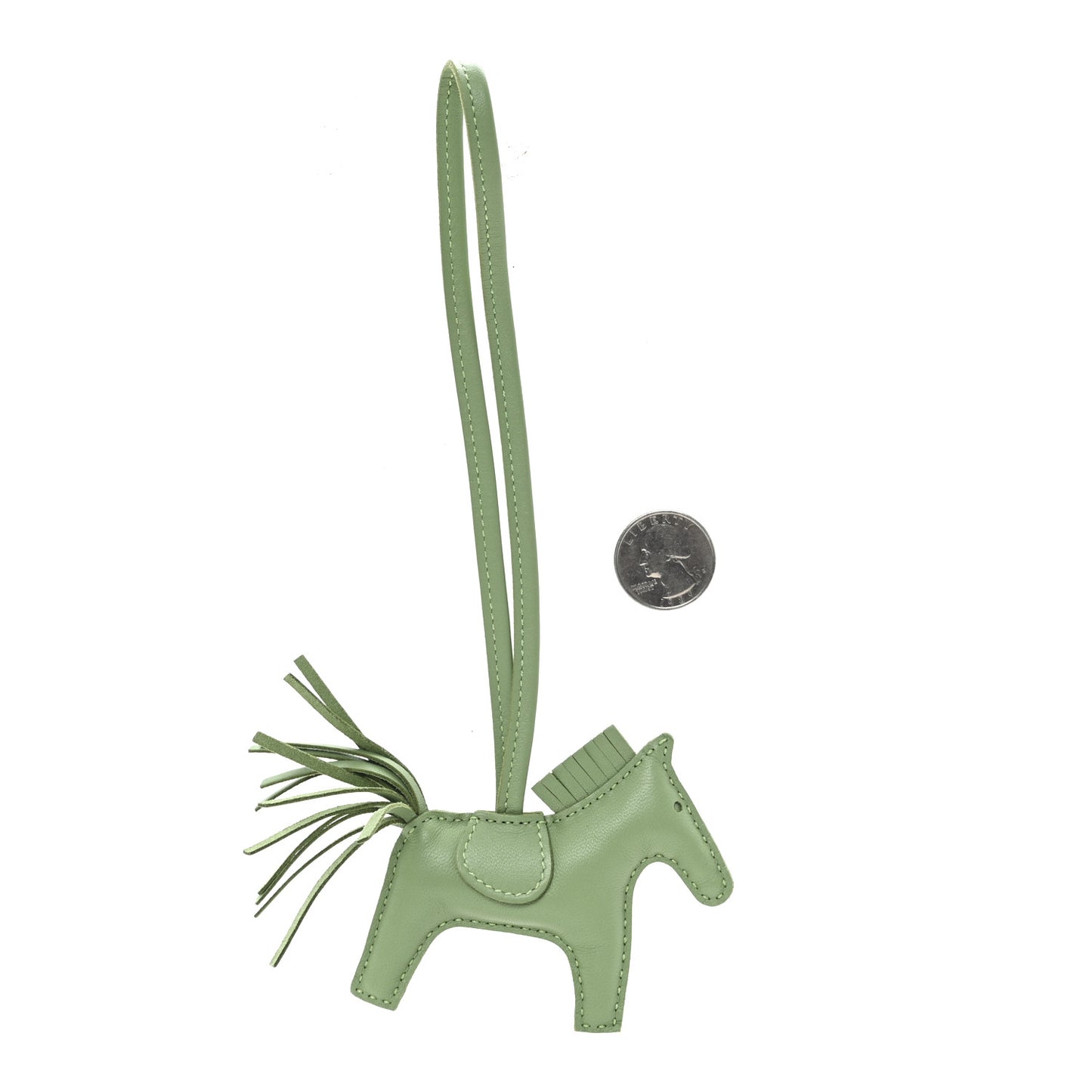 Milo Lambskin Grigri Rodeo Horse Bag Charm PM Vert Criquet