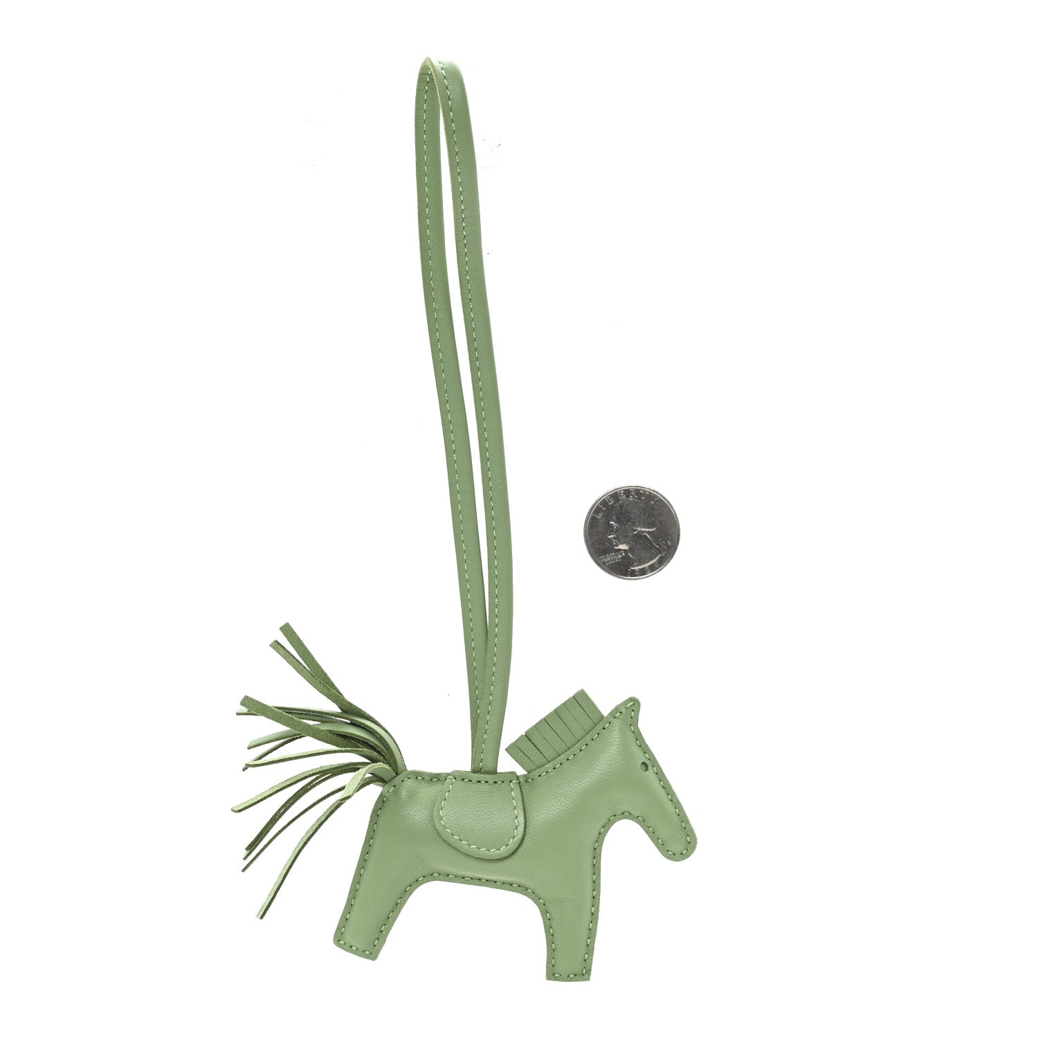 Hermes Milo Lambskin Grigri Rodeo Horse Bag Charm PM Vert Criquet 2 of 4
