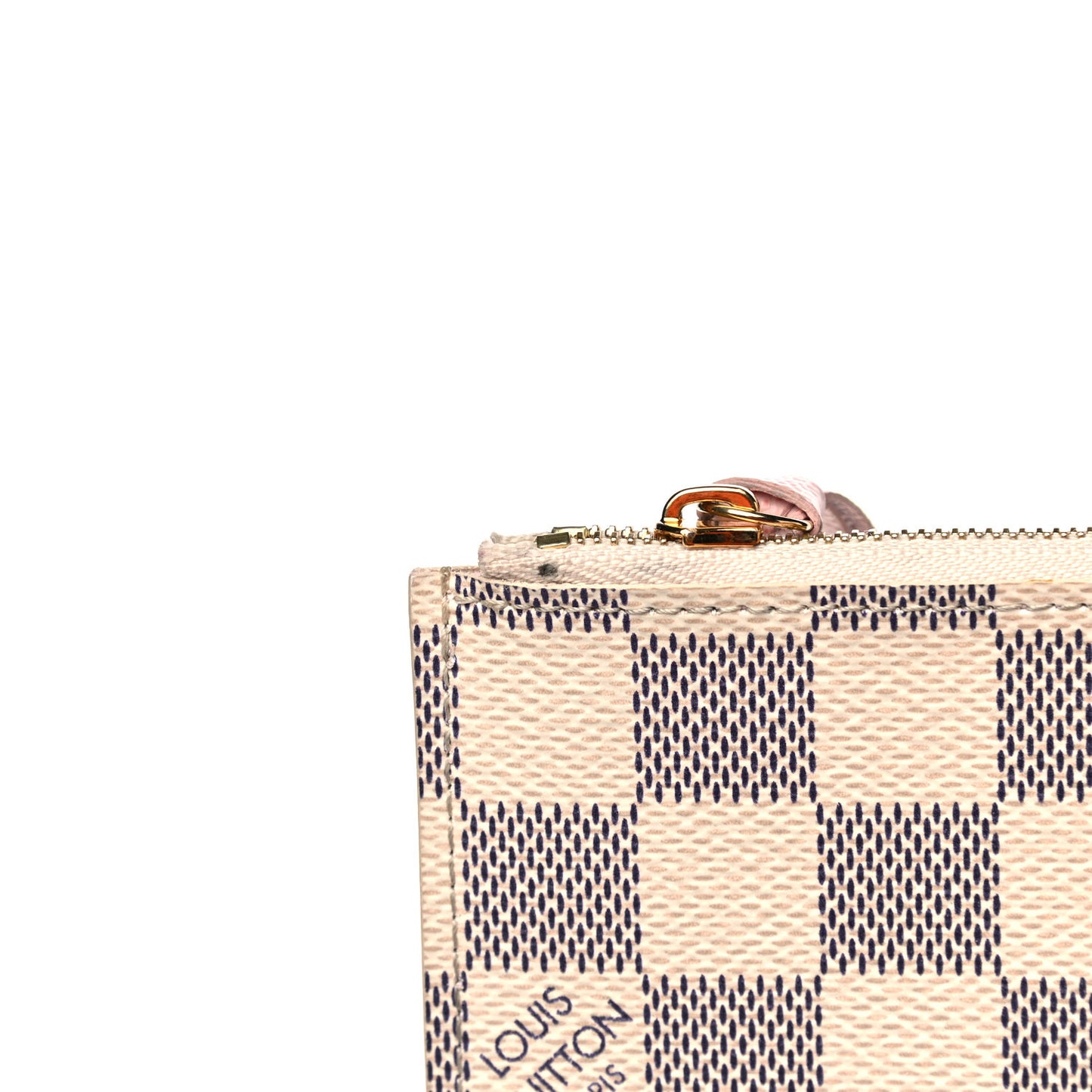 Damier Azur Felicie Chain Wallet Zippered Insert Rose Ballerine