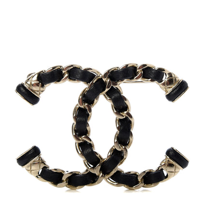 Chanel Lambskin Chain CC Brooch Black Gold 1 of 6