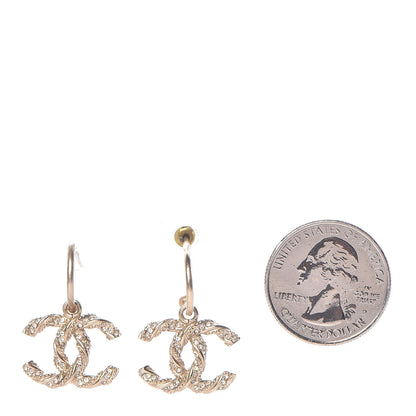 Chanel Crystal Twisted CC Dangle Earrings Gold 2 of 5